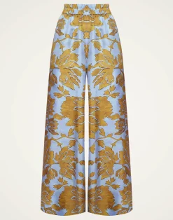 La DoubleJ Party Dressing<Palazzo PantsTangle Light Blue in Silk Twill