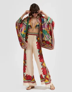 La DoubleJ Pantaloni E Shorts<Palazzo PantsTaormina Placée Ivory in Twill Silk