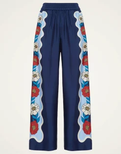 La DoubleJ Pantaloni E Shorts<Palazzo PantsWhitsun Plac&eacute;e Blue in Silk Twill