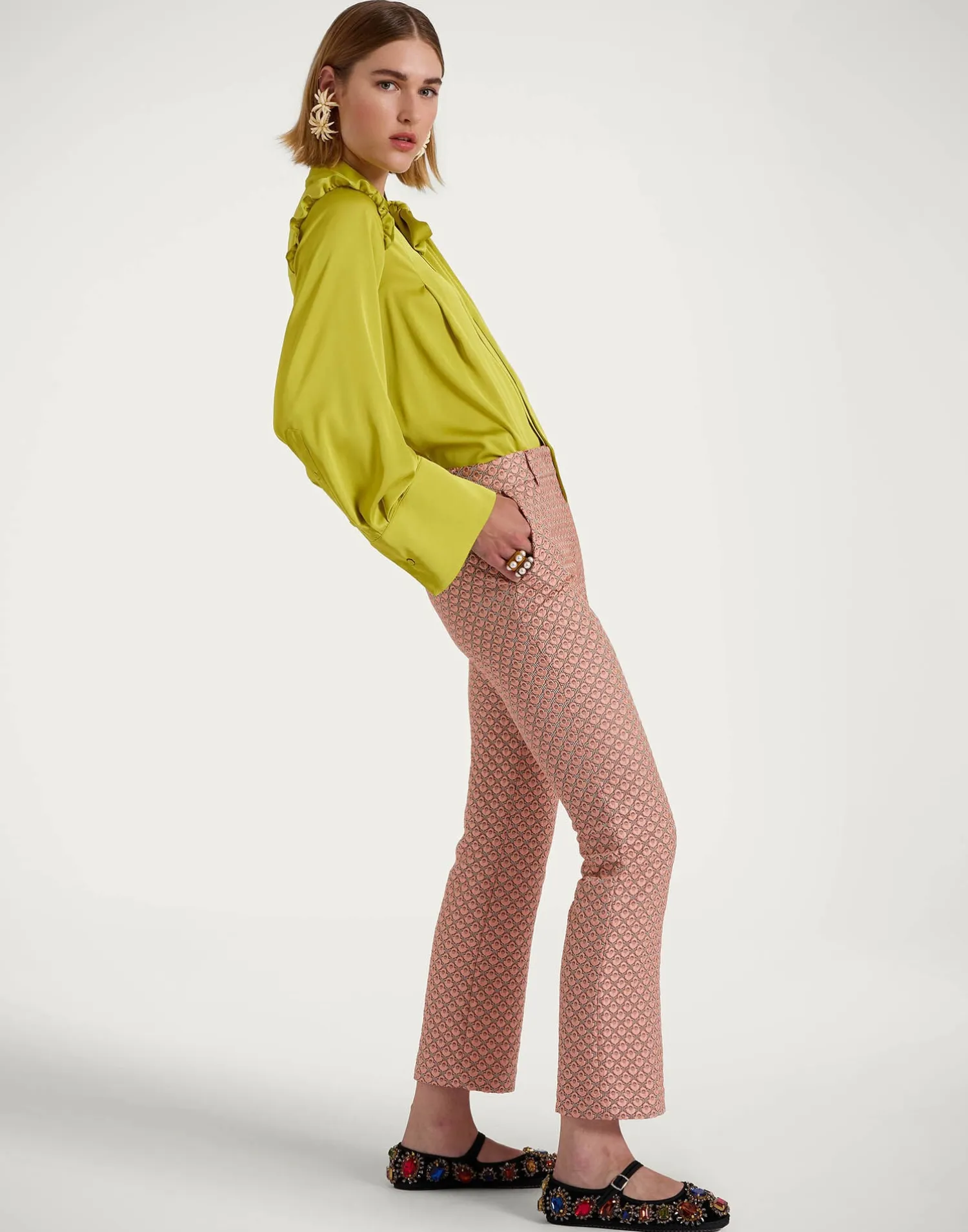La DoubleJ Party Dressing<24/7 PantsTulip Pale Pink in Jacquard