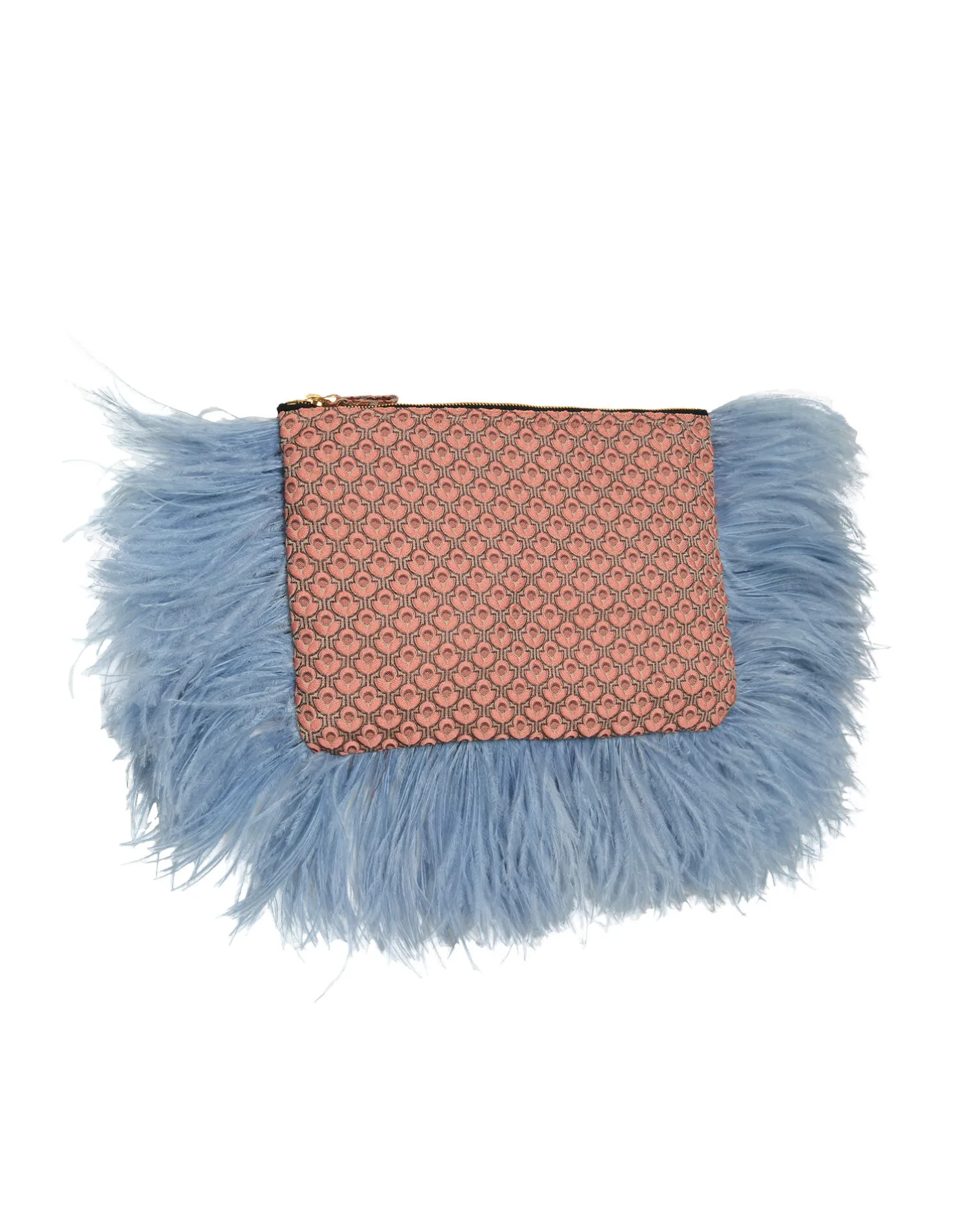 La DoubleJ Borse E Pochettes|Accessories<Party PochetteTulip Pale Pink in Jacquard With Feathers