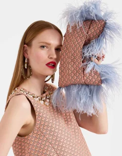 La DoubleJ Borse E Pochettes|Accessories<Party PochetteTulip Pale Pink in Jacquard With Feathers
