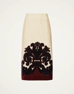 La DoubleJ Party Dressing<Pencil SkirtCorsini Plac&eacute;e Cream in Cotton Velvet