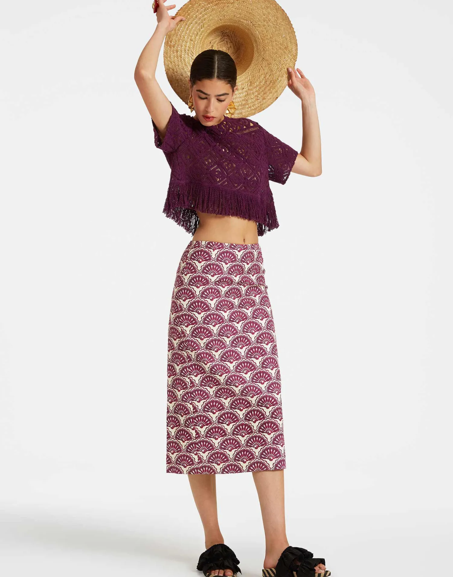 La DoubleJ Gonne<Pencil SkirtFans Purple in Shot Cotton