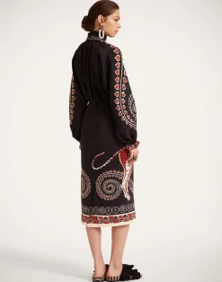 La DoubleJ Gonne<Pencil SkirtGattopardo Plac&eacute;e Black in Envers Satin