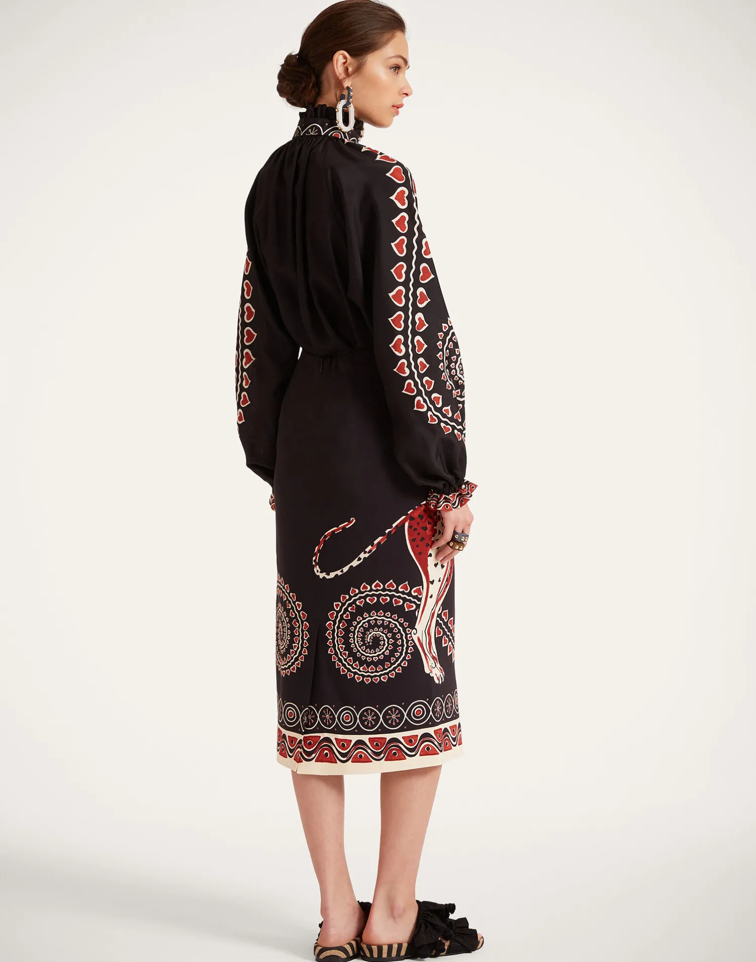 La DoubleJ Gonne<Pencil SkirtGattopardo Placée Black in Envers Satin