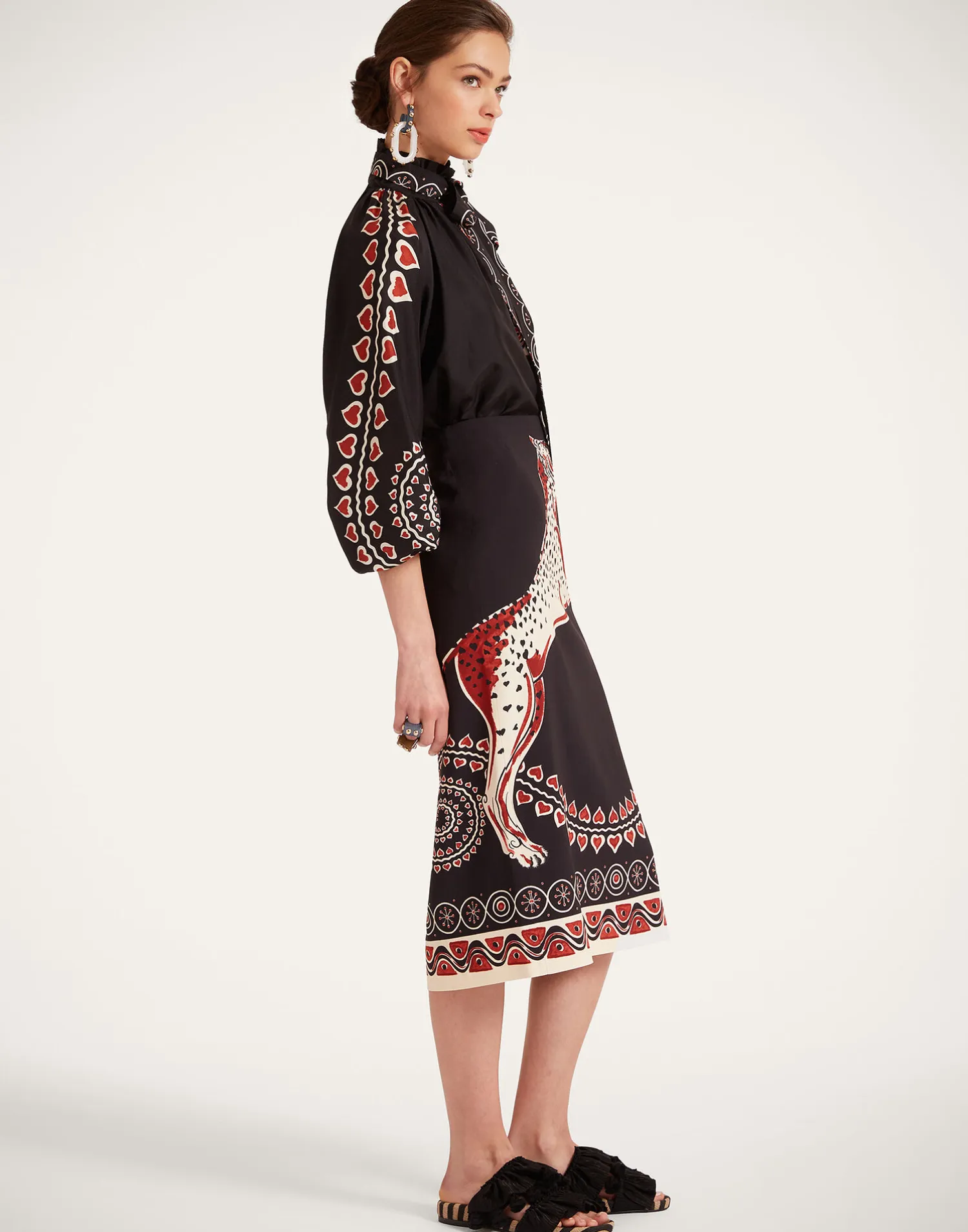 La DoubleJ Gonne<Pencil SkirtGattopardo Placée Black in Envers Satin