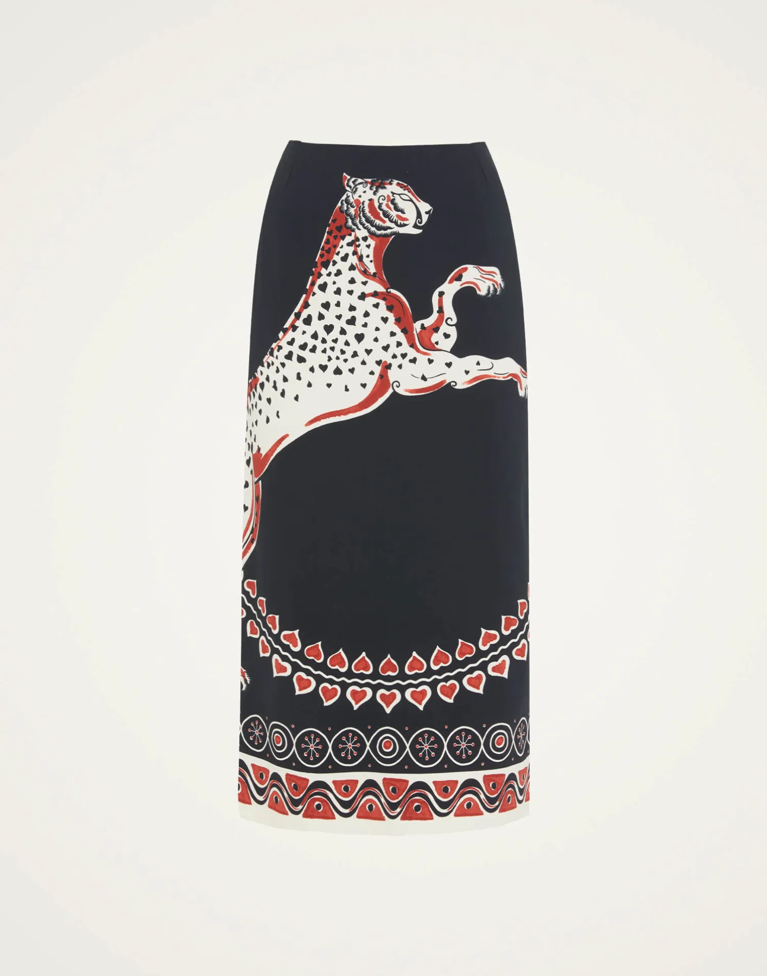 La DoubleJ Gonne<Pencil SkirtGattopardo Placée Black in Envers Satin