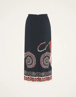 La DoubleJ Gonne<Pencil SkirtGattopardo Placée Black in Envers Satin