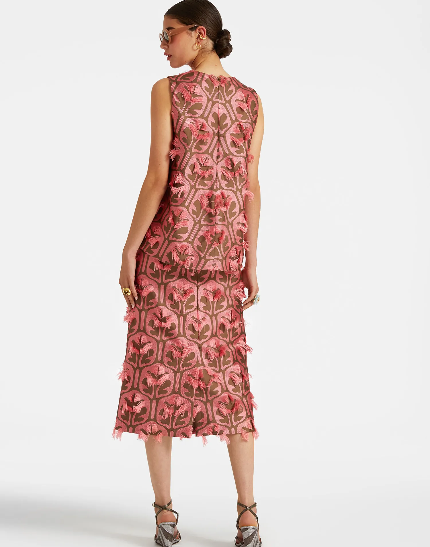 La DoubleJ Gonne<Pencil SkirtGrove Kaki/Pink in Jacquard