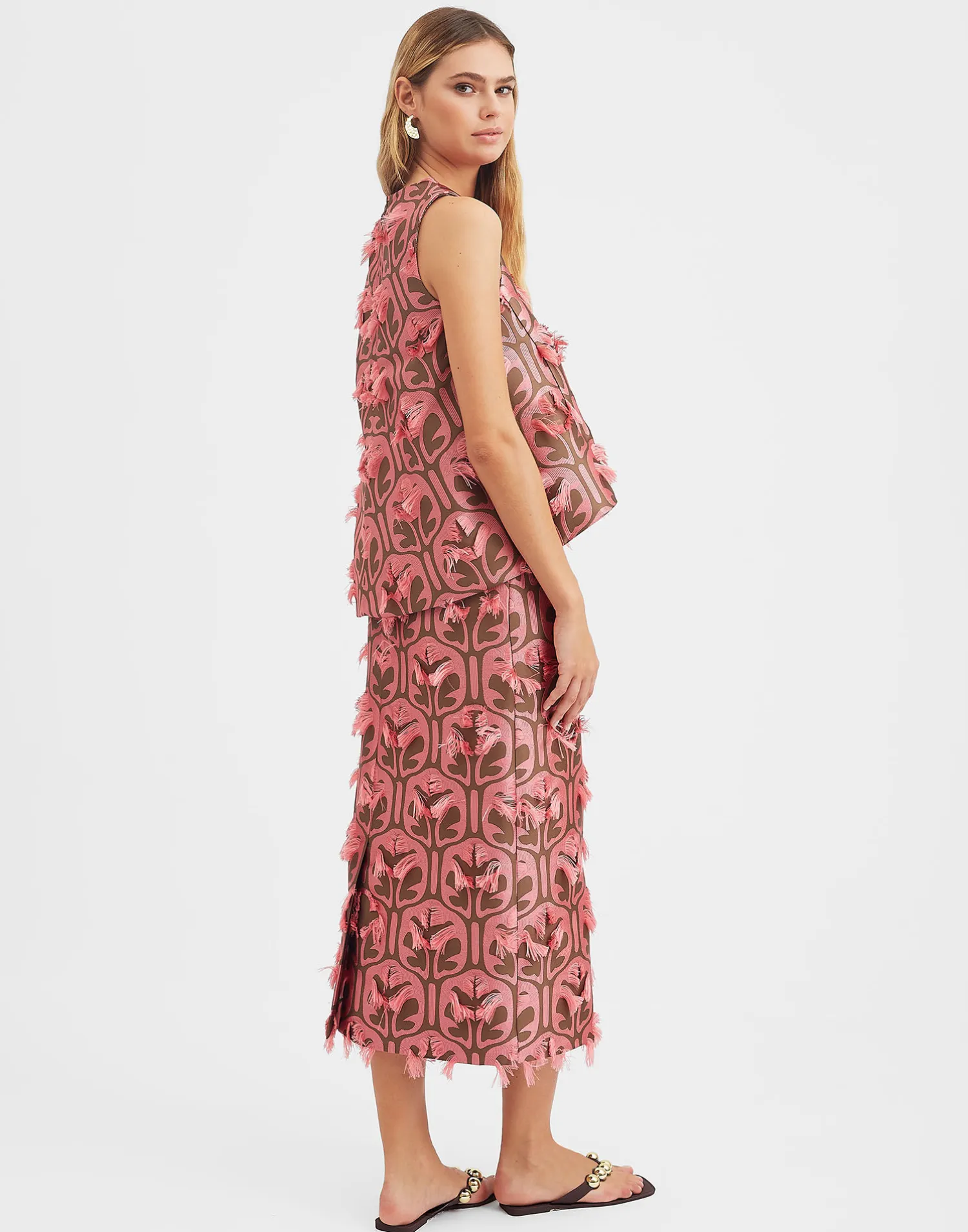 La DoubleJ Gonne<Pencil SkirtGrove Kaki/Pink in Jacquard
