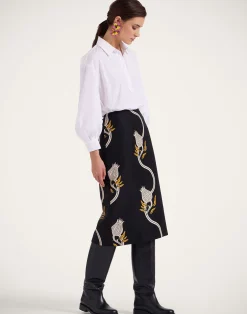 La DoubleJ Gonne<Pencil SkirtMelograno Black & White in Cady Wool
