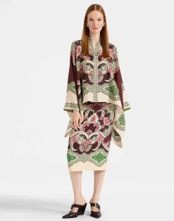 La DoubleJ Party Dressing<Pencil SkirtPortal Plac&eacute;e Brown in Envers Satin