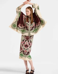 La DoubleJ Party Dressing<Pencil SkirtPortal Plac&eacute;e Brown in Envers Satin