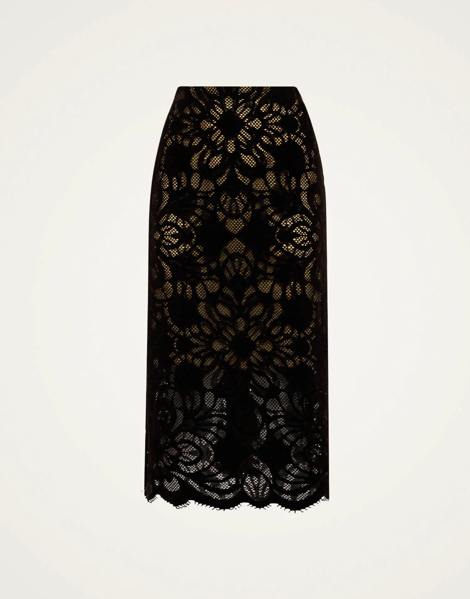 La DoubleJ Gonne<Pencil SkirtVaudeville Brown in Cotton Lace
