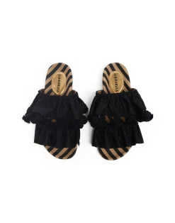 La DoubleJ Scarpe|Accessories<Pimento SlideSolid Black in Viscose & Jute