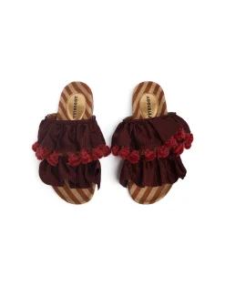 La DoubleJ Scarpe|Accessories<Pimento SlideSolid Bordeaux in Viscose & Jute