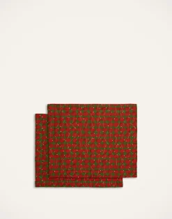 La DoubleJ Runner E Tovagliette|Tessili<Placemat Set Of 2Cherries Verde in Linen