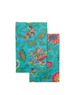 La DoubleJ Runner E Tovagliette|Tessili<Placemat Set Of 2Dragon Flower Turchese in Linen