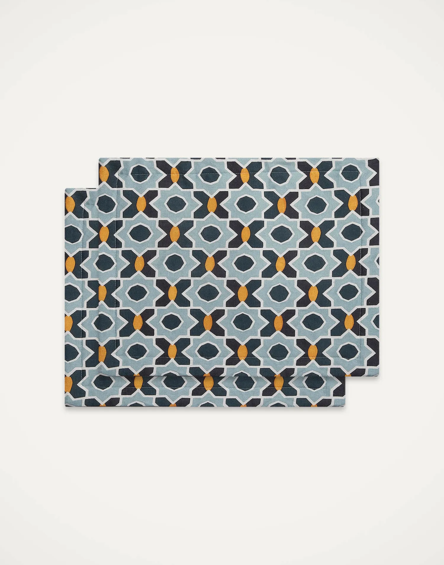 La DoubleJ Runner E Tovagliette|Tessili<Placemat Set Of 2Plaza Small Light Blue in Shot Cotton