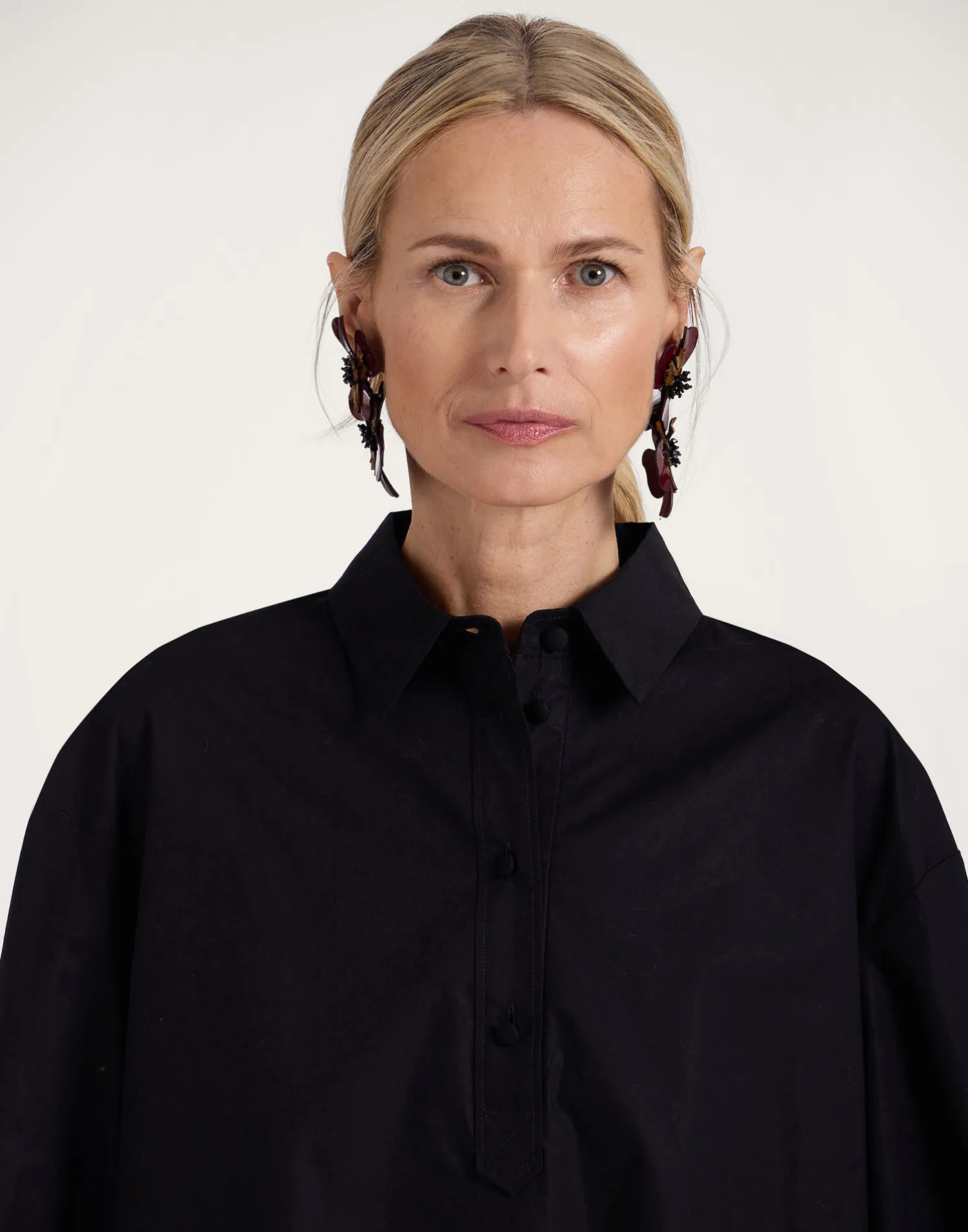 La DoubleJ Camicie E Top<Poet ShirtSolid Black in Cotton Poplin
