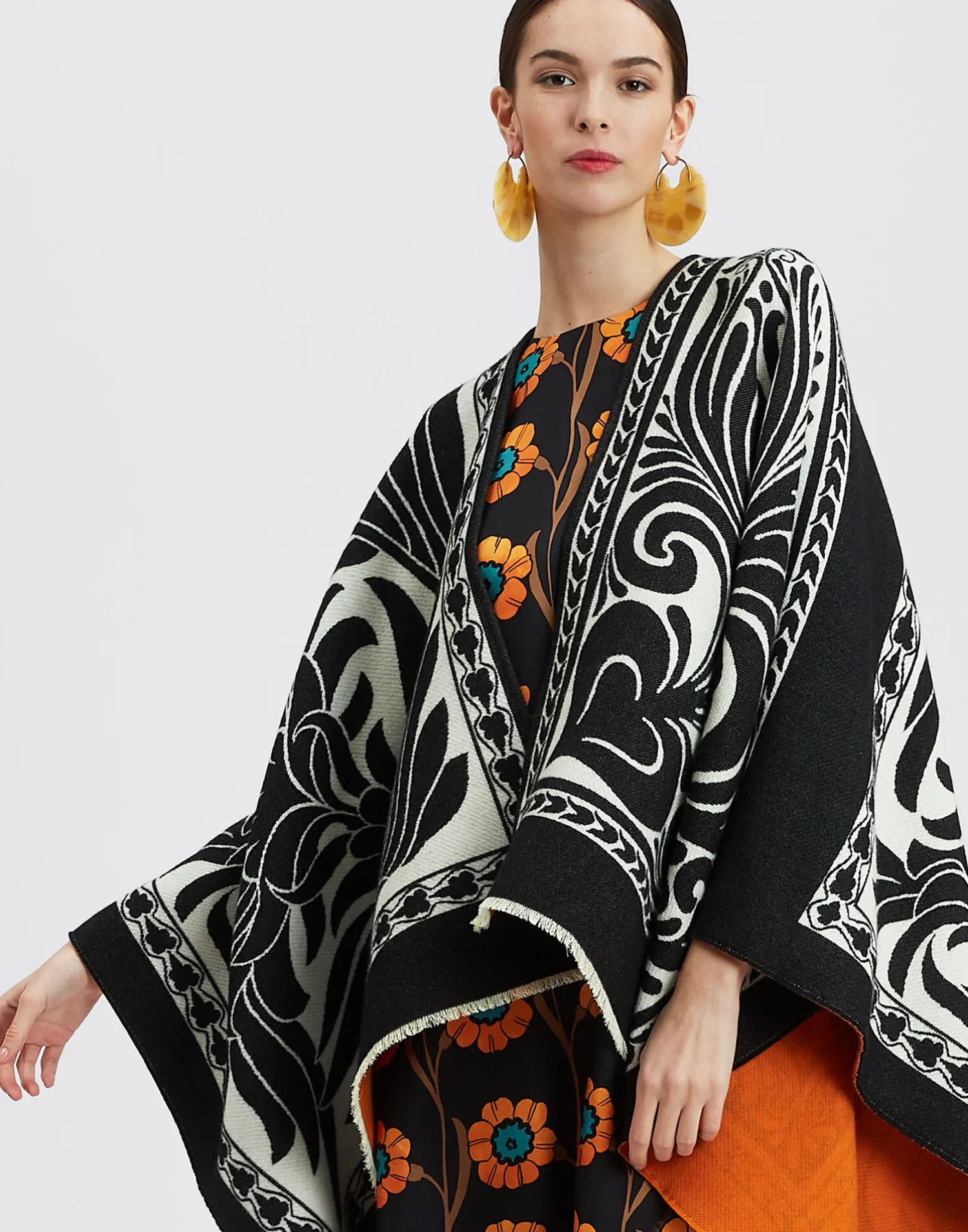 La DoubleJ Capispalla<PonchoMix Tiles Black in Wool