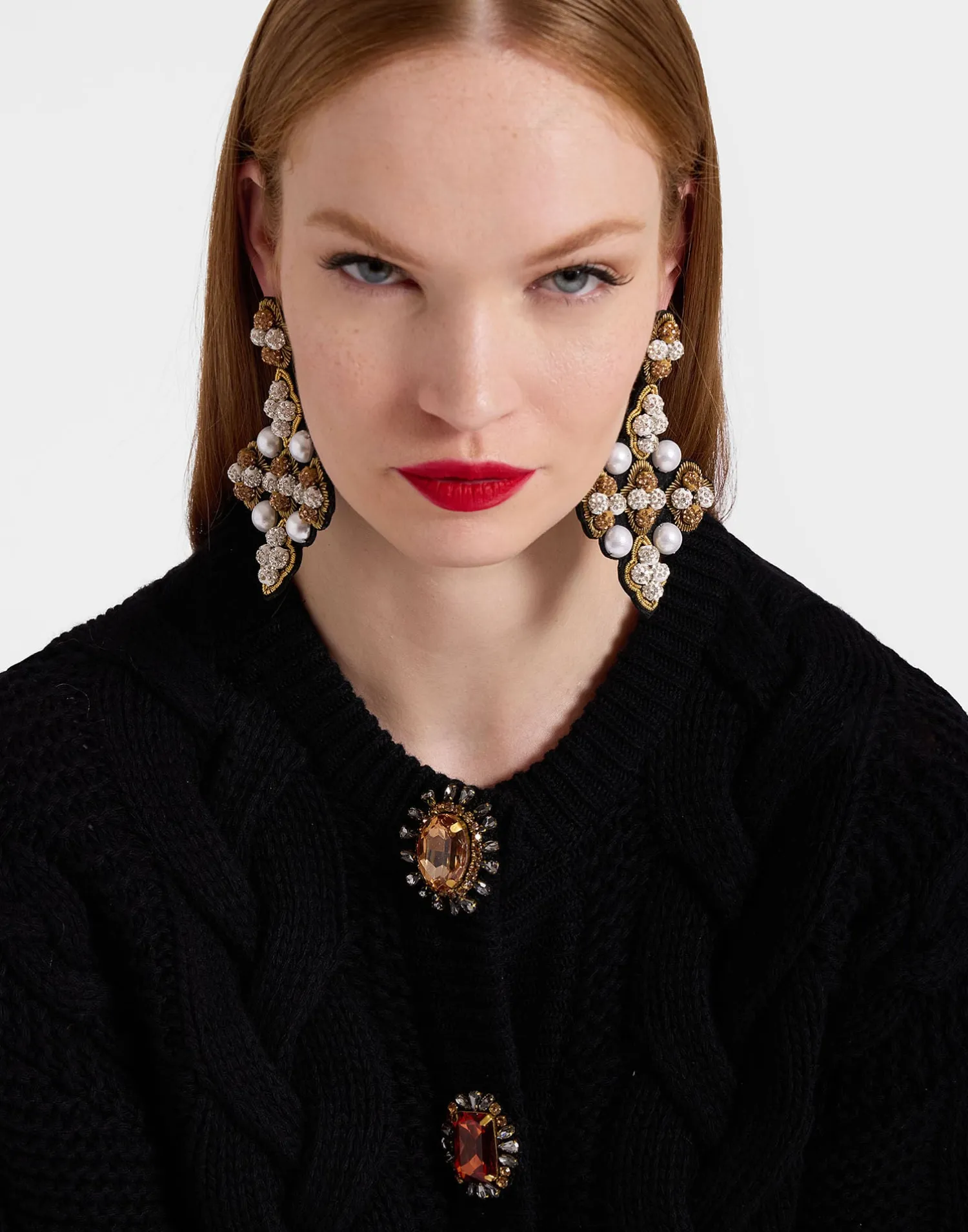 La DoubleJ Party Dressing<Portrait CardiganSolid Black in Chunky Wool