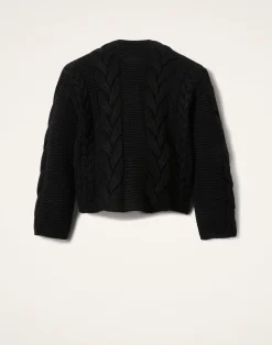 La DoubleJ Party Dressing<Portrait CardiganSolid Black in Chunky Wool