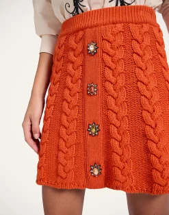 La DoubleJ Maglieria|Gonne<Portrait Mini SkirtSolid Rust in Chunky Wool