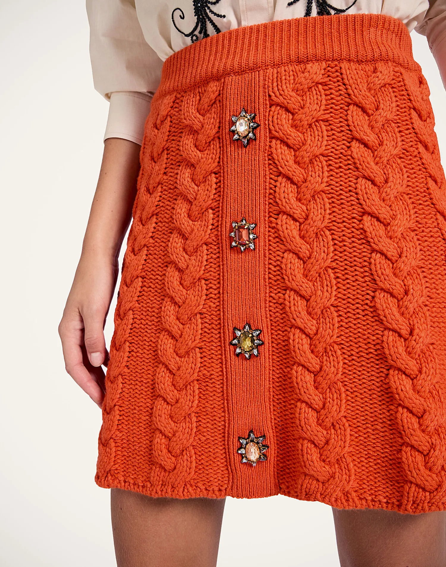 La DoubleJ Maglieria|Gonne<Portrait Mini SkirtSolid Rust in Chunky Wool