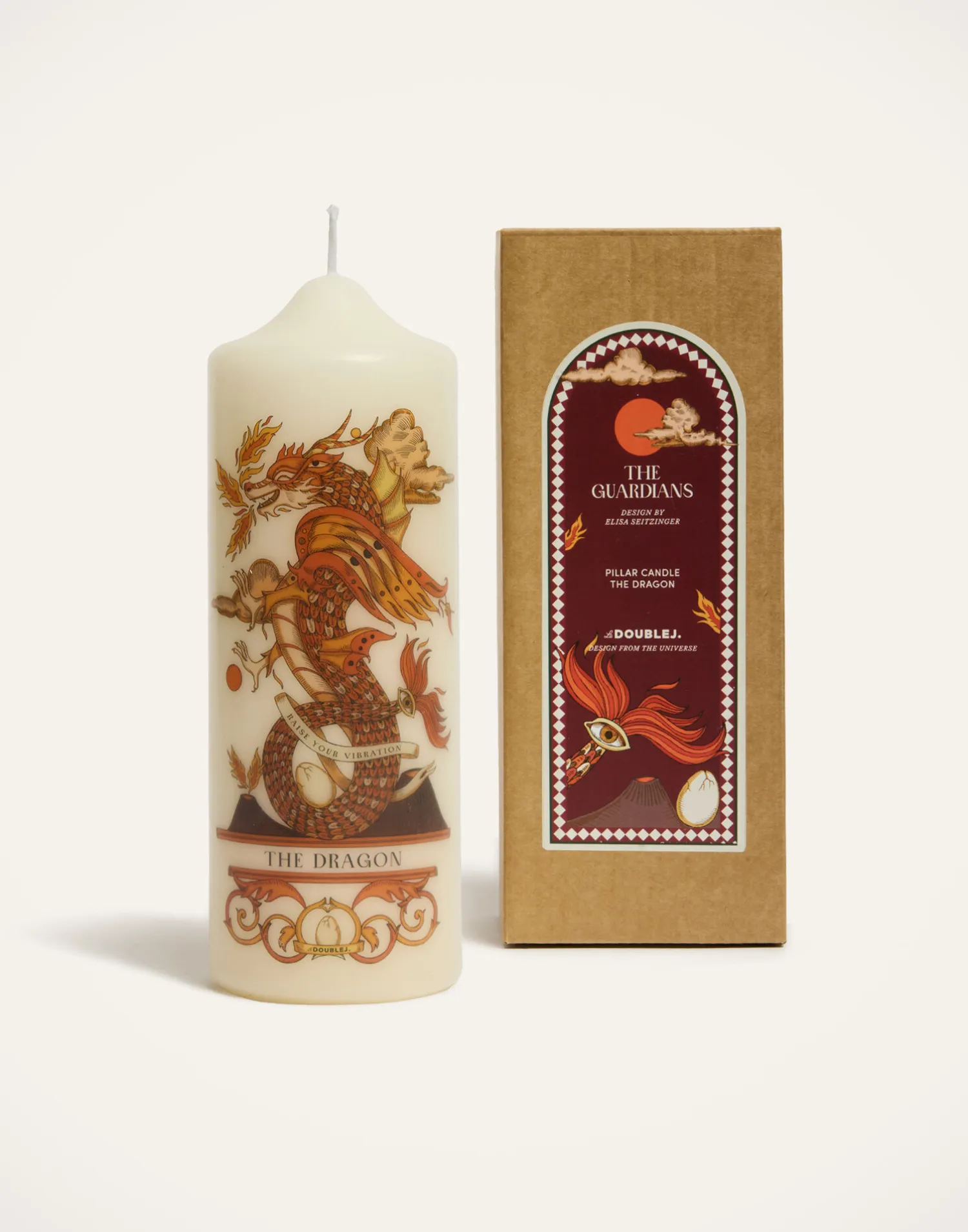 La DoubleJ Candele|Home Décor<Printed Pillar CandleThe Dragon Multicolor in Wax