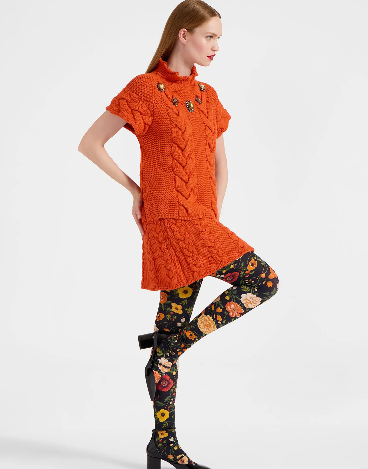 La DoubleJ Piccoli Accessori|Accessories<Printed TightsBotticelli Black in Stretch Nylon