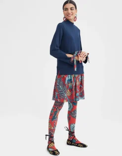La DoubleJ Piccoli Accessori|Accessories<Printed TightsSicomore Red in Stretch Nylon