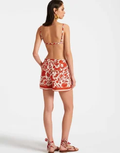 La DoubleJ Pantaloni E Shorts<Pull-Up ShortsDragonflower Mini Red in Summer Poplin