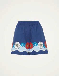 La DoubleJ Pantaloni E Shorts<Pull-Up ShortsWhitsun Plac&eacute;e Blue in Cotton Poplin