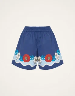 La DoubleJ Pantaloni E Shorts<Pull-Up ShortsWhitsun Plac&eacute;e Blue in Cotton Poplin
