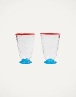 La DoubleJ Bicchieri|Vetro<Quilted Glasses Set Of 2Blue in Murano Glass