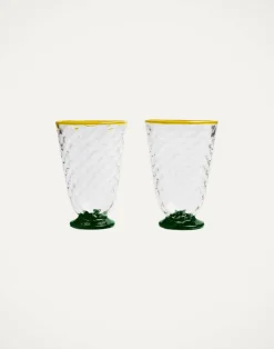 La DoubleJ Bicchieri|Vetro<Quilted Glasses Set Of 2Green in Murano Glass
