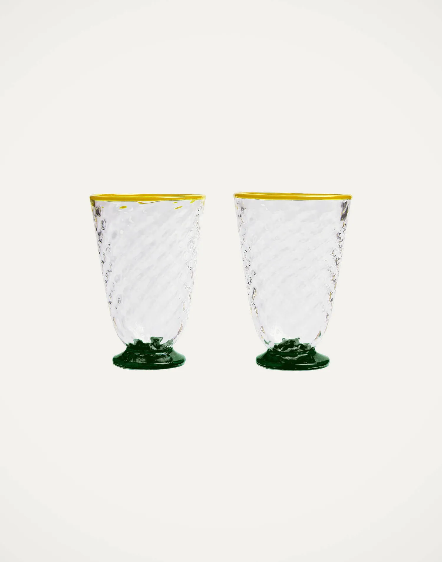 La DoubleJ Bicchieri|Vetro<Quilted Glasses Set Of 2Green in Murano Glass