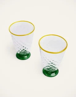 La DoubleJ Bicchieri|Vetro<Quilted Glasses Set Of 2Green in Murano Glass