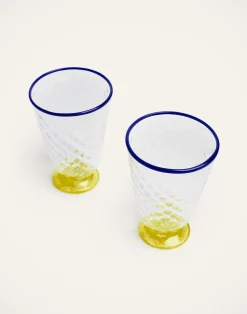 La DoubleJ Bicchieri|Vetro<Quilted Glasses Set Of 2Yellow in Murano Glass