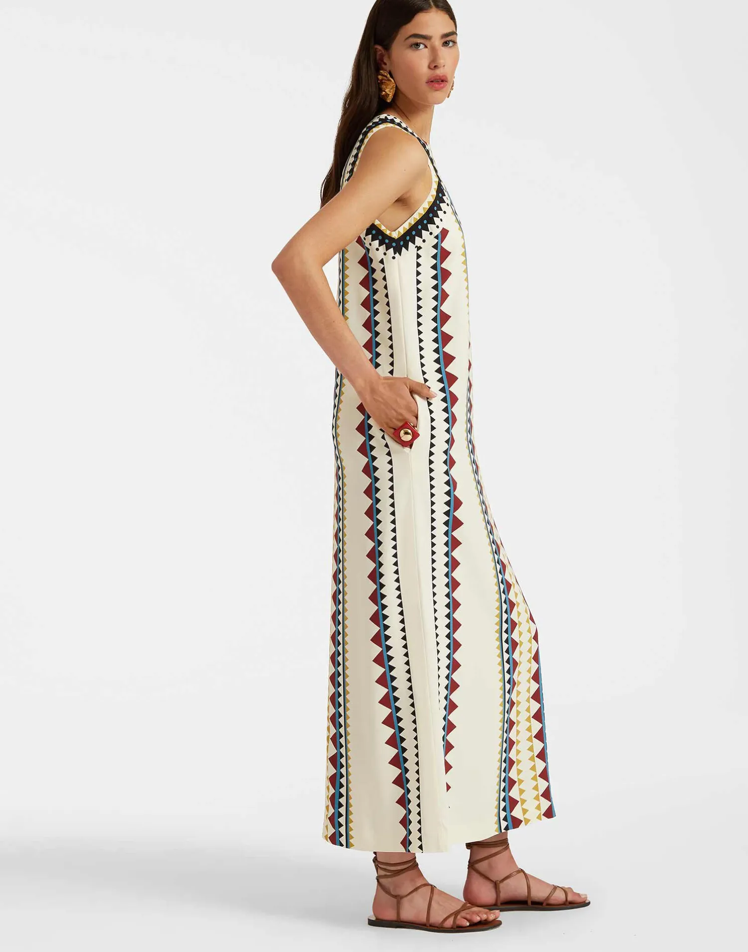 La DoubleJ Vestiti<Racer DressDoric Placée Cream in Envers Satin