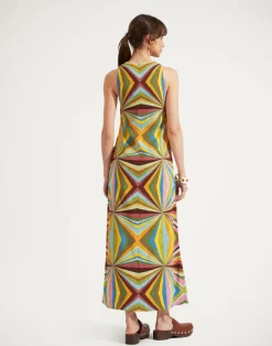 La DoubleJ Vestiti<Racer DressRainbow Plac&eacute;e in Envers Satin