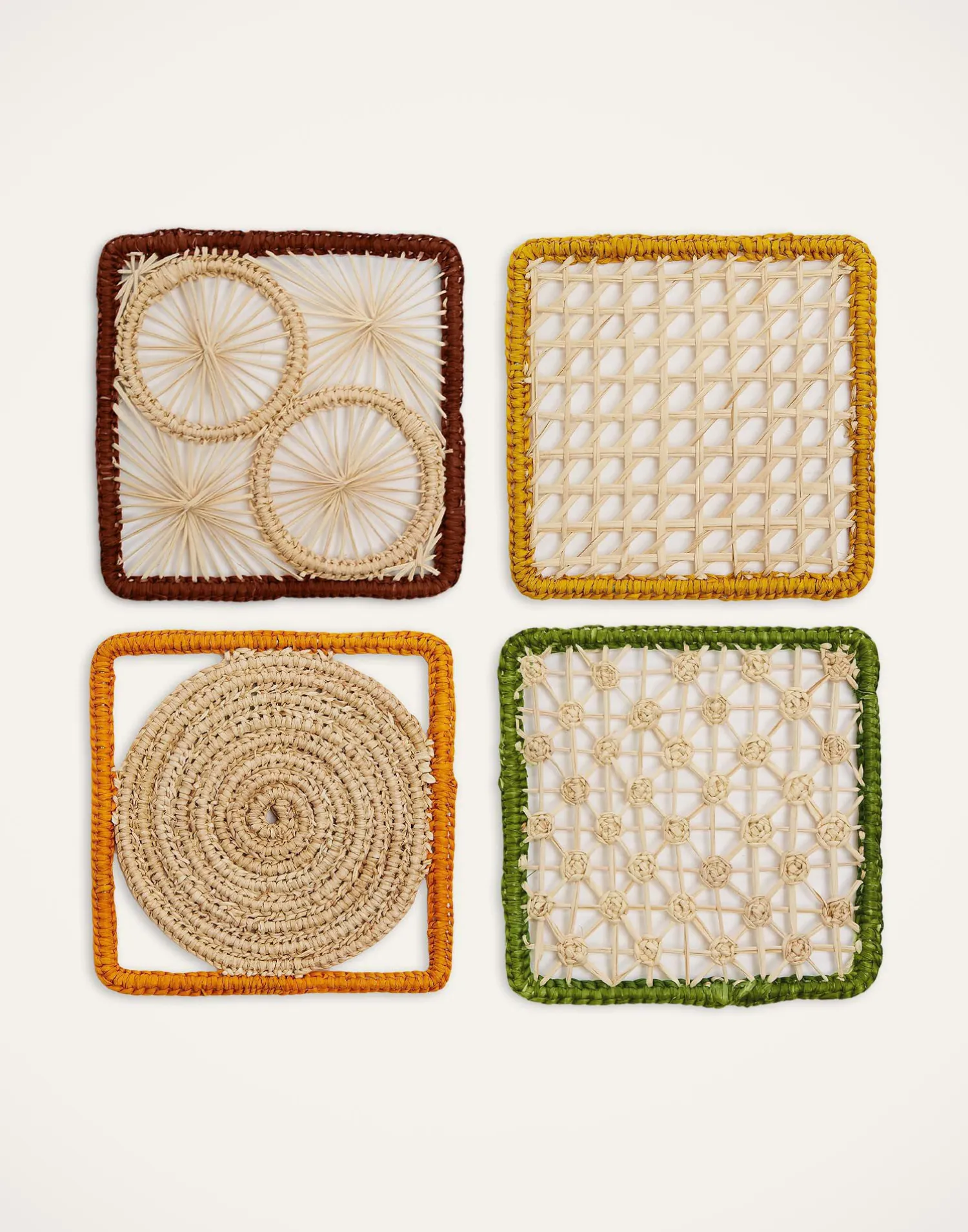La DoubleJ Bicchieri|Vetro<Raffia Coaster Set Of 4Mixed in Iraca