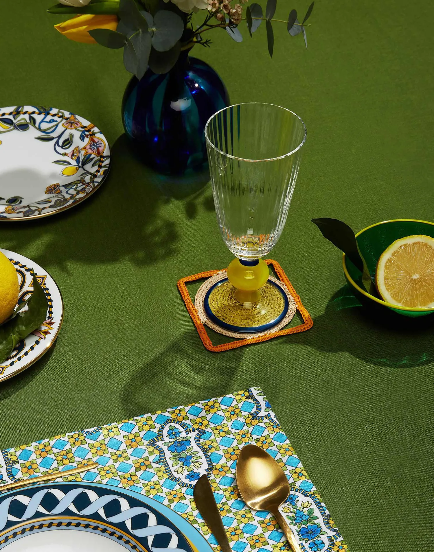 La DoubleJ Bicchieri|Vetro<Raffia Coaster Set Of 4Mixed in Iraca