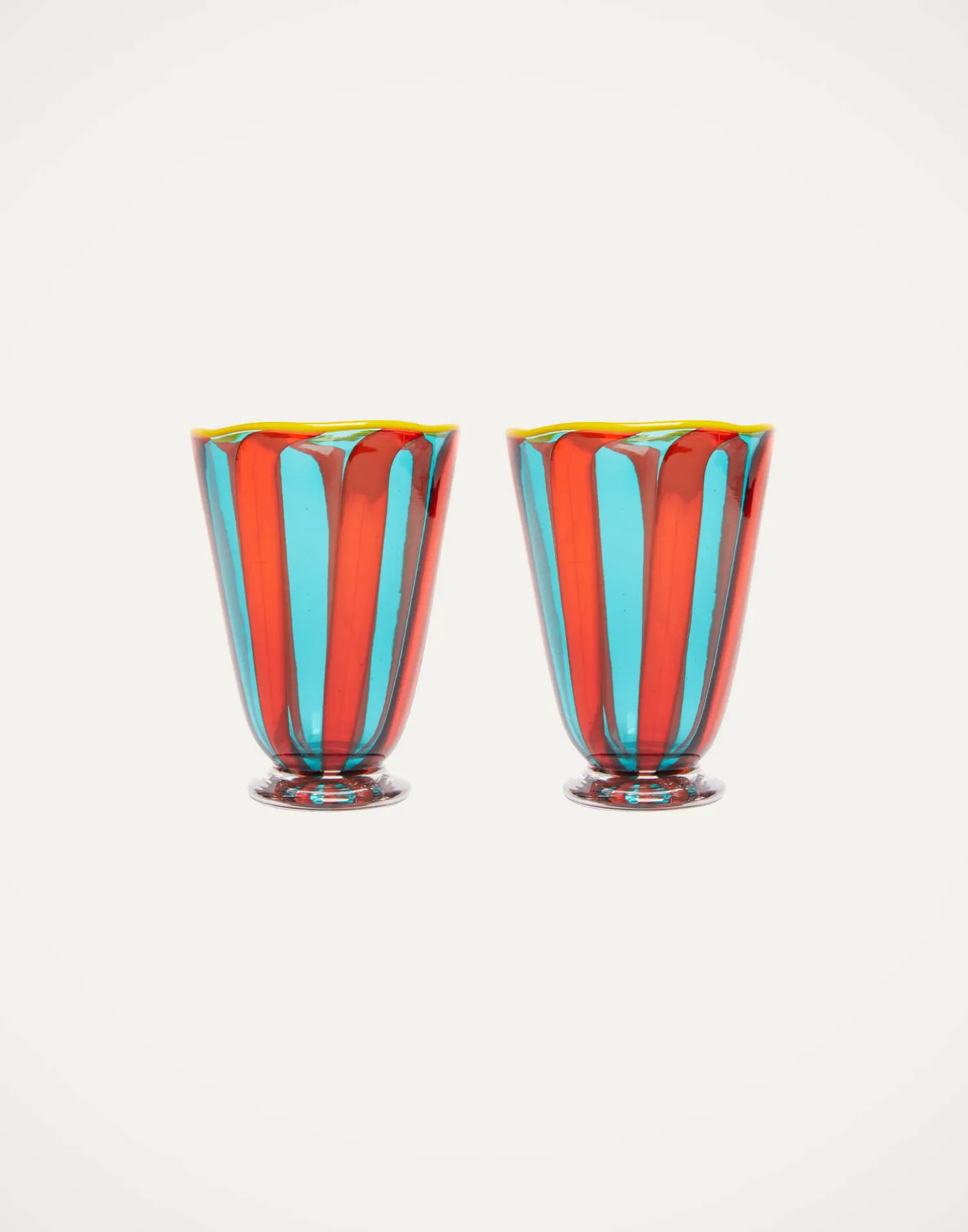 La DoubleJ Bicchieri|Vetro<Rainbow Glasses Set Of 2 (Ridged)Red/Blue in Murano Glass