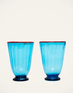 La DoubleJ Bicchieri|Vetro<Rainbow Glass Set of 2Turquoise in Glass