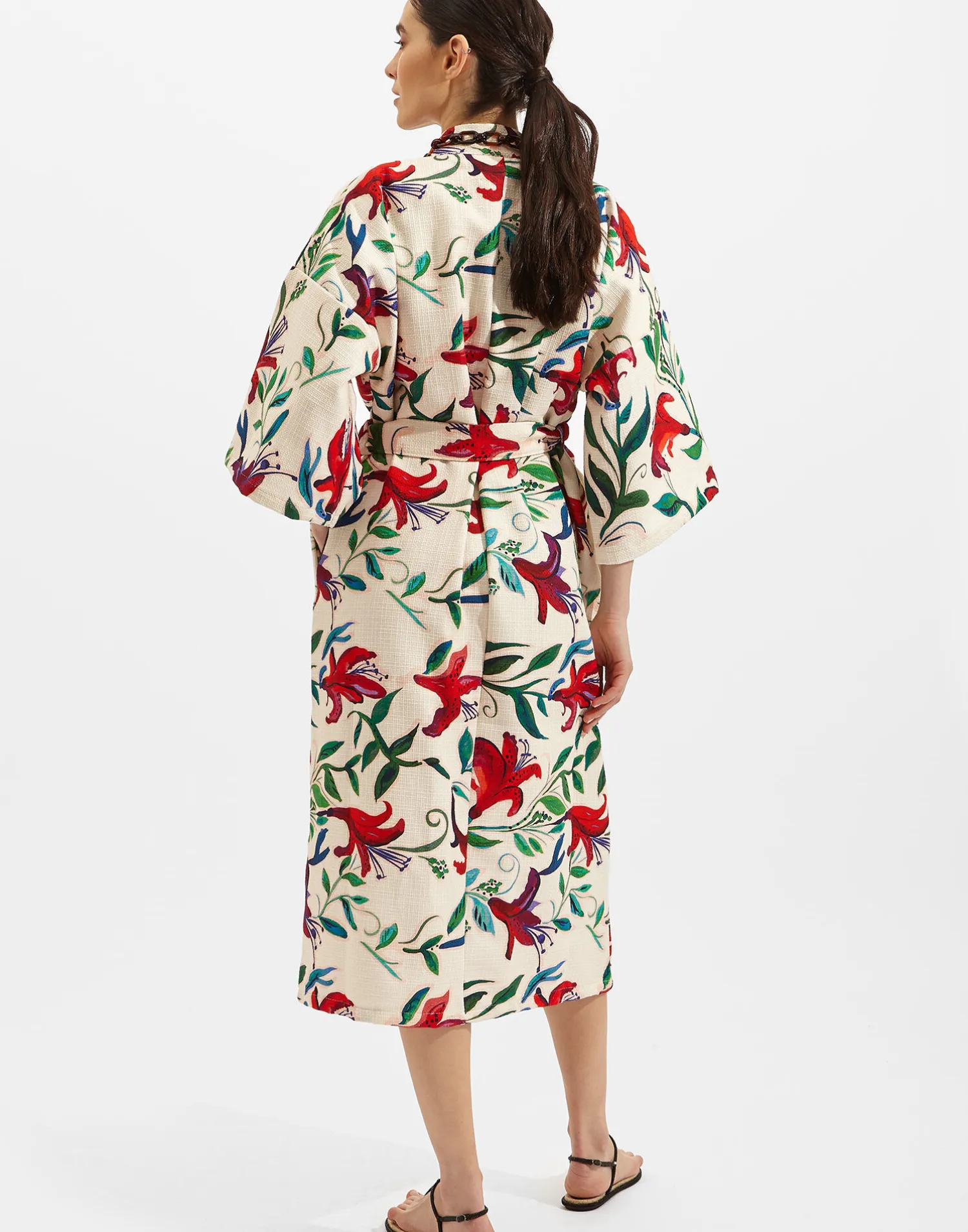 La DoubleJ Loungewear<RobeWhite Lily in Organic Cotton