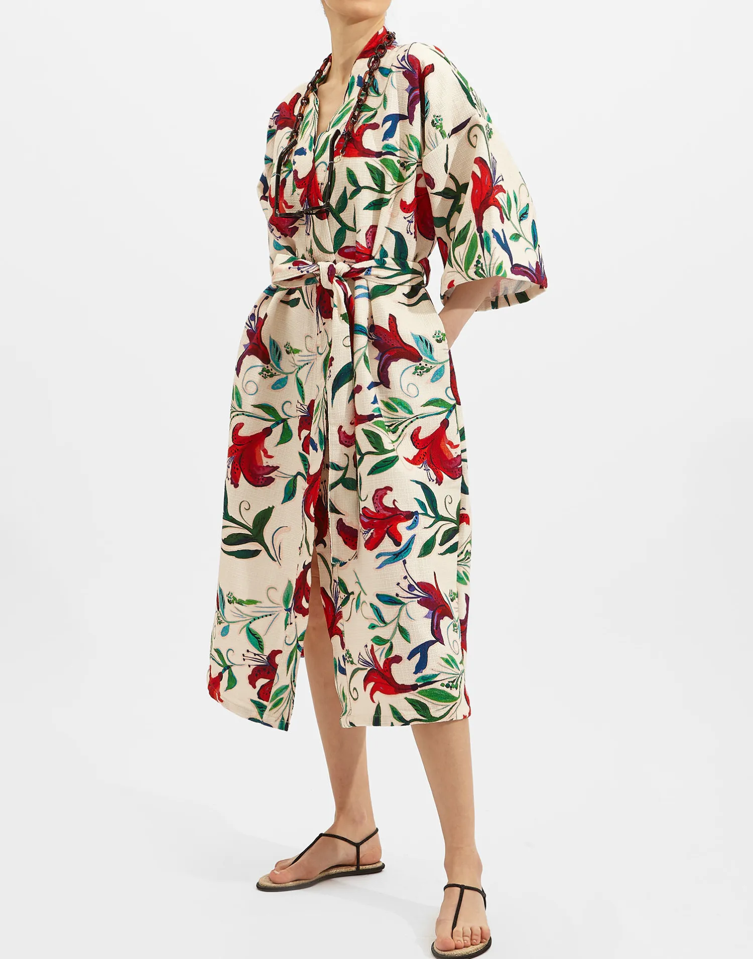 La DoubleJ Loungewear<RobeWhite Lily in Organic Cotton