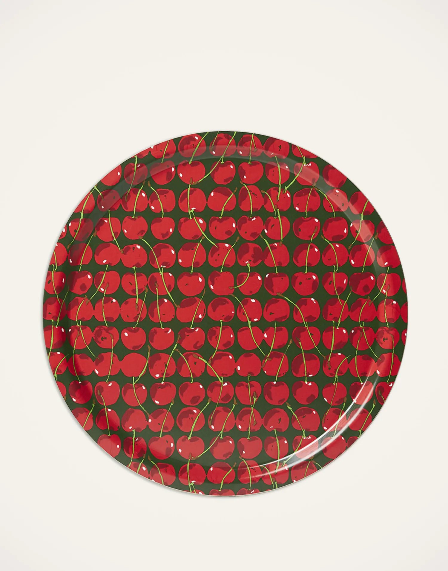 La DoubleJ Vassoi E Svuotatasche|Home Décor<Round Printed TrayCherries Verde in Laminated Birch Wood